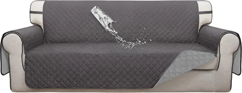 Vista 44 de ISSUNTEX Fundas de sofá de dos plazas con doble protección 100% impermeables para sala de estar, fundas para sofá de 2 cojines, protector de muebles