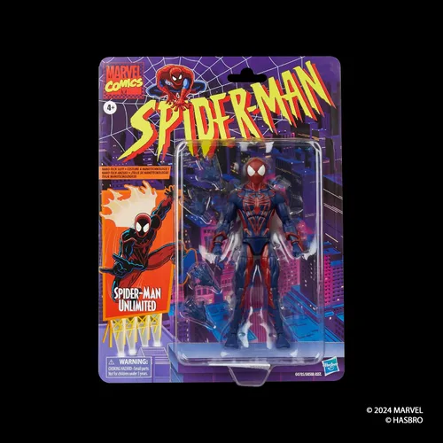 Vista 2 de Marvel Legends Series Spider-Man Unlimited, Figura de acción coleccionable de cómics retro a escala de 6 pulgadas