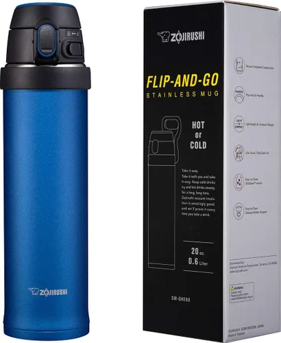 Vista 3 de Zojirushi SM-QHE60AK, Flip-and-Go - Taza de acero inoxidable, color azul cobalto, 1 unidad, 20 onzas (paquete de 12)