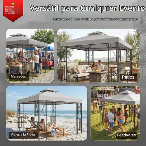 Vista 9 de Flexzion Cubierta superior de repuesto de toldo de 8 x 8 para cenador