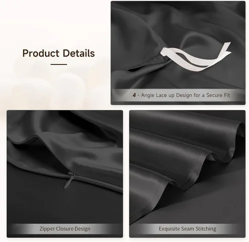 Vista 4 de THXSILK Juego de funda de edredón de seda de morera 100% pura de 3 piezas, ropa de cama de lujo ultra suave de grado 6A+, sábanas de seda