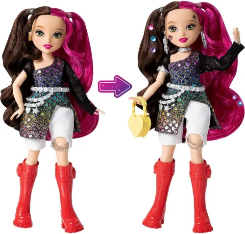 Vista 4 de Far Out Toys GLO-UP Girls Season 2 Erin Alternative Girl Fashion Doll, joyería deslumbrante, gemas para el cabello, accesorios, moda, pegatinas