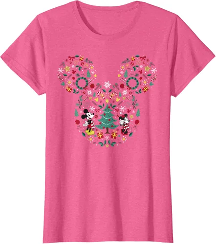 Vista 18 de Disney Mickey y Minnie Mashup Navideño Camiseta de Manga Corta Negro