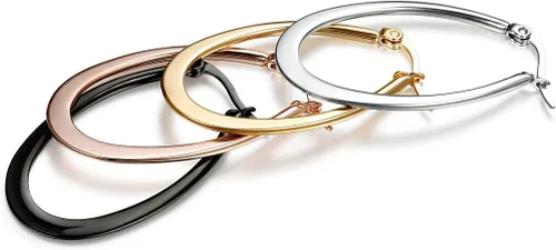 Vista 4 de Jstyle 4 Pairs a Set Stainless Steel Teardrop Hoop Earrings for Womens