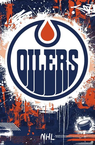 Vista 4 de Trends International NHL Edmonton Oilers - Póster de pared con logotipo Maximalist 23, 14.72 x 22.37 pulgadas, paquete de póster y alfiler de empuje