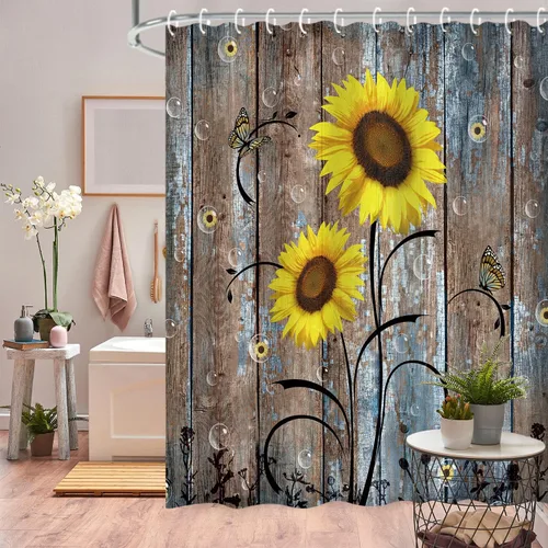 Vista 7 de RosieLily Cortina de ducha pequeña, 36 x 72 pulgadas, juego de cortinas de ducha rústicas, cortinas de ducha estilo granja americana para baño