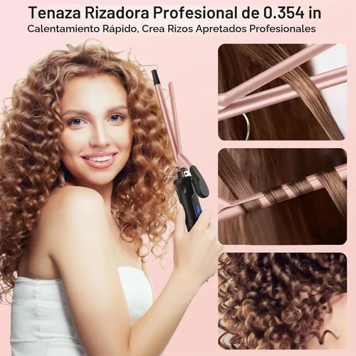 Vista 7 de JAETON Varita rizadora pequeña de 3/8 pulgadas con temperatura ajustable
