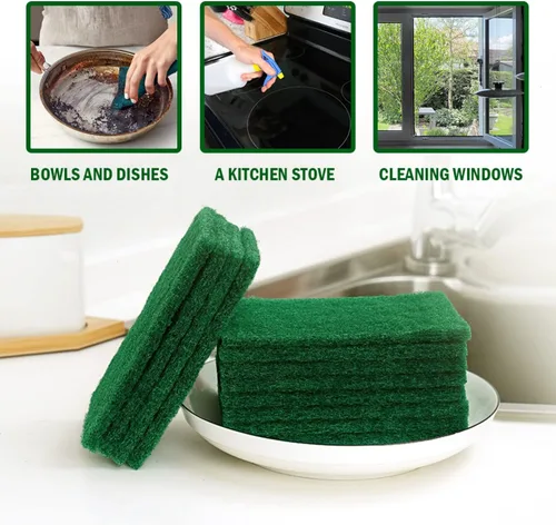 Vista 7 de YoleShy 20 almohadillas para fregar, estropajos de platos, 4.5 x 6 pulgadas, reutilizables, verdes, para el hogar, para platos, fregadores de cocina