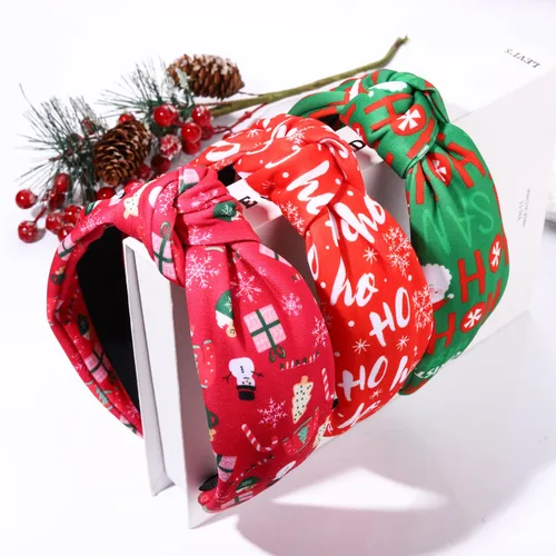 Vista 2 de JERTOCLE Diadema de Navidad para mujer, accesorios para la cabeza con estampado de árbol de Navidad, copo de nieve, diadema anudada, accesorios