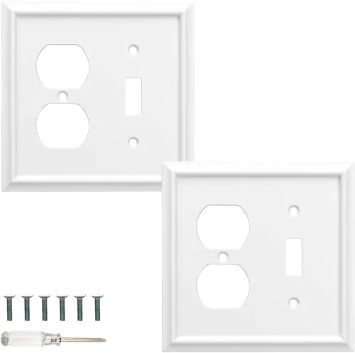 Vista 9 de Cubiertas para Tomacorrientes Dúplex de Pared, Cubierta Clásica para Interruptor de Luz Blanco – Placa de Cubierta de Tomacorriente Eléctrico