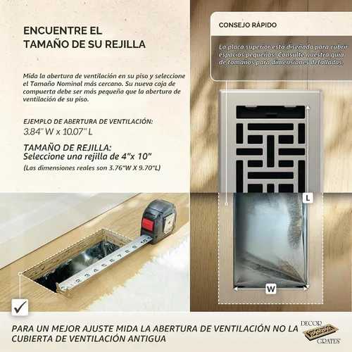 Vista 3 de Decor Grates AJH410-NKL Registro de suelo, 4 x 10 pulgadas, níquel