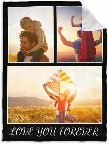 Vista 11 de InterestPrint Manta personalizada para papá de parte de hija e hijo, manta de cama personalizada con el texto "Best Dad Ever" con Love You Daddy, 7