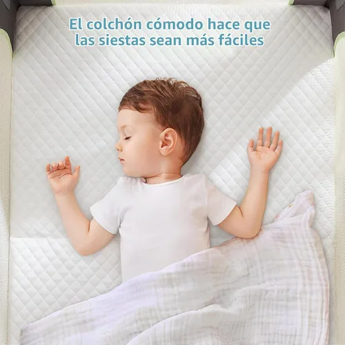 Vista 4 de LILNAP Colchón Pack and Play Impermeable de 3 Pulgadas, Colchón de Espuma Viscoelástica de 38"x26"x3" Pack N Play con Funda Transpirable