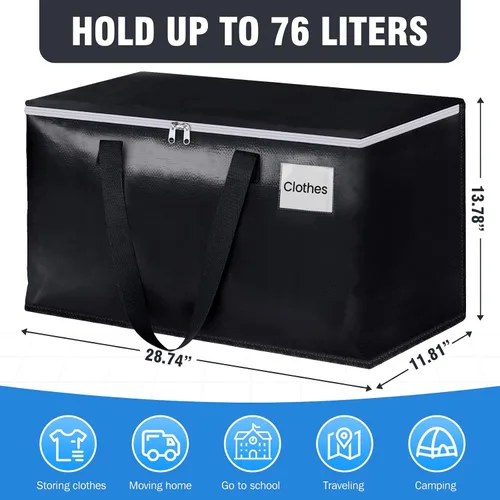 Vista 2 de BlissTotes Bolsas de mudanza, cajas de mudanza resistentes con cremalleras superiores y asas resistentes, bolsas de almacenamiento para ahorrar