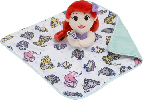 Vista 3 de Disney Ariel and Princess White and Aqua Lovey - Manta de seguridad