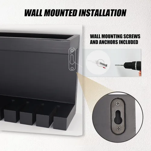 Vista 4 de Yamahiko Organizador de cinturón, colgador de pared con doble estantería, estante universal para hombres y mujeres, color negro