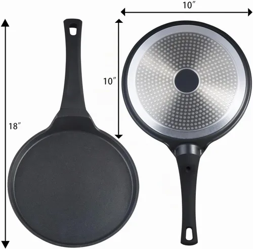 Vista 3 de S·KITCHN Sartén Antiadherente para Crepes, Sartén para Dosa Tawa Omelette Tortillas Panqueques Crujientes, Plancha para Panqueques, SIN PFOA