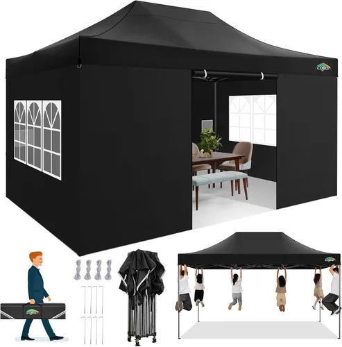 Vista 12 de COBIZI Tienda de campaña desplegable de 6.6 x 6.6 pies, toldo resistente, fácil de instalar, impermeable, para exteriores, fiestas, playa, jardín