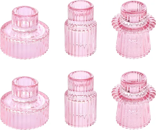 Vista 26 de Vixdonos Portavelas de cristal cónico para centros de mesa, decoración de boda y cena (3 piezas, ámbar)