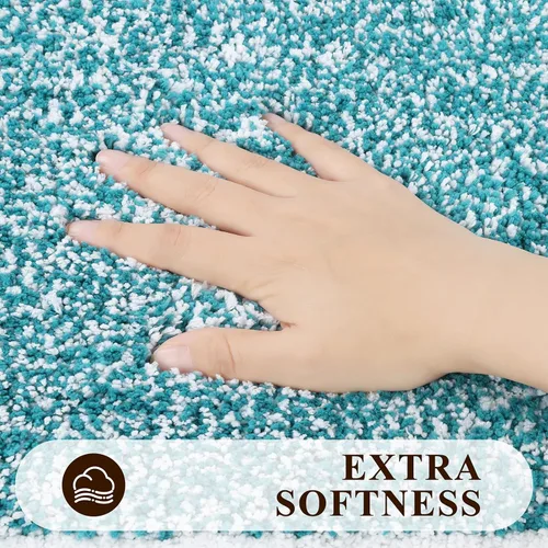 Vista 3 de Pauwer Juego de baño, alfombras de baño antideslizantes, alfombras de ducha absorbentes para suelo de baño, bañera y ducha, color azul aguamarina