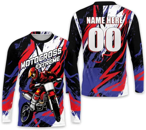 Vista 8 de LASFOUR Camiseta de motocross personalizada 3D para niños y jóvenes, camiseta de carreras de motocross para niños y jóvenes, camiseta de conducción