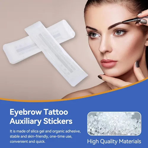 Vista 5 de 6 pares de calcomanías auxiliares de tatuaje de cejas, adhesivo desechable para cejas, regla de cejas, herramientas de ayuda de maquillaje para mujer
