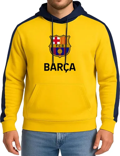 Vista 10 de Icon Sports Officially Licensed FC Barcelona Adult Men's Pullover Hooded Sweatshirt azul marino (45PH-Navy)