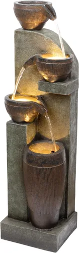 Vista 8 de Alpine Corporation TZL368 Fuente de 40" para interiores/exteriores de 4 niveles con luces LED – Maceta en cascada y cuenco, fuente de agua, elegante