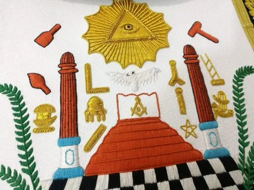 Vista 3 de BRICKS MASONS Master Mason Blue Lodge - Delantal cuadrado de chenilla negra y brújula G