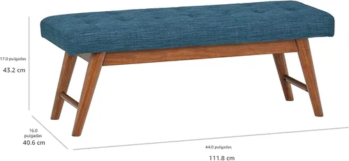 Vista 8 de Amazon Basics - Banco moderno tapizado con botones capitoné Haraden, azul, 16 x 44 x 17 pulgadas