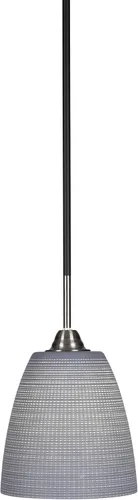 Vista 299 de Toltec Lighting Paramount - Mini colgante de 1 luz en acabado negro mate con cristal de arte perla de 7 pulgadas y estilo negro
