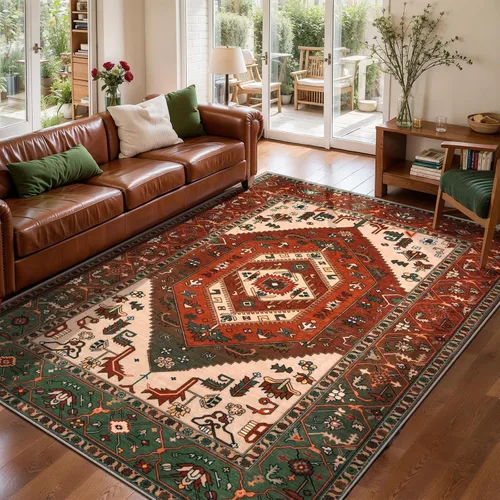 Vista 459 de SERISSA - Tapetes florales vintage, antideslizante, lavable, pequeño, ultrasuave, bohemio, de pelo bajo, para entrada, interiores, habitación
