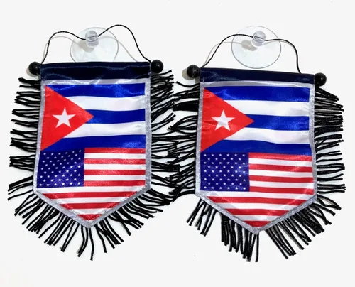 Vista 5 de Mini banner cubano americano bandera deportiva para la decoración del coche y el hogar, puerta ventana pared pequeña bandera colgante accesorios
