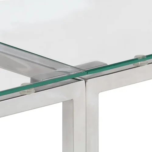 Vista 5 de vidaXL Mesa de consola, mesa de sofá, mesa de consola de pasillo, detrás de la mesa del sofá para sala de estar, estilo moderno, acero inoxidable