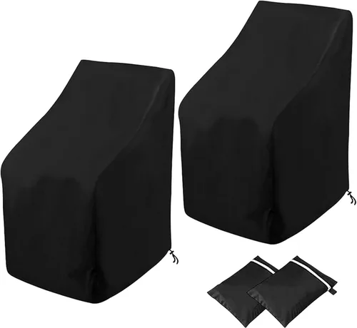 Vista 9 de Funda para Silla Apilable de Exterior Impermeable, Uranshin Fundas para Muebles de Patio Exterior Sillas Apiladas 210D, Fundas para Sillas