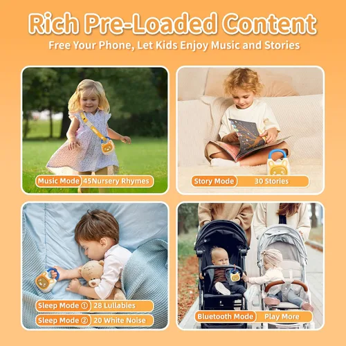 Vista 2 de alilo Pocket Bunny - Reproductor de música portátil para niños, juguetes musicales para niños pequeños, precargado de más de 120