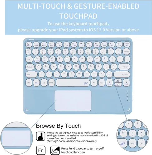 Vista 5 de Funda con teclado táctil para tablet Xiaomi Pad 6/6 Pro de 11.0 pulgadas, funda con teclado folio con linda llave redonda, teclado y mouse Negro