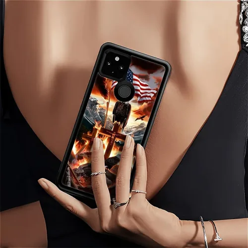 Vista 1087 de Compatible con Google Pixel 4A 5G Mobile Case Creative Acrylic Panel trasero Silicona Protección Grip especialmente diseñado para Google Pixel 4A 5G