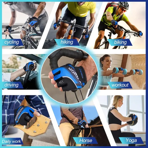 Vista 5 de Guantes de ciclismo guantes de bicicleta guantes de ciclismo para hombres y mujeres guantes de bicicleta de montaña de medio dedo guantes