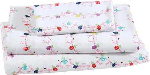 Vista 22 de Juego de sábanas de microfibra suave estampada de 4 piezas, White Puppy Love Amor de cachorro blanco