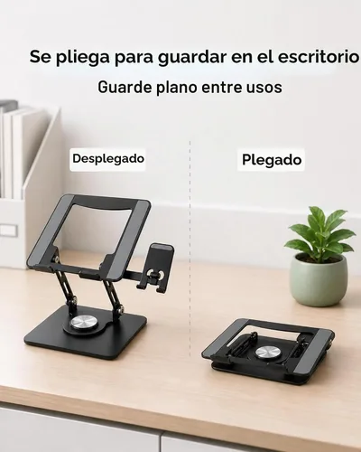 Vista 6 de 2-in-1 Laptop Stand with Phone Holder, 360° Swivel Laptop Riser for Desk Black