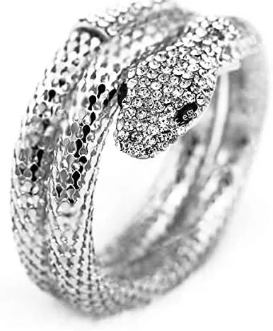 Vista 2 de Mandy Xia Pulsera de diamantes de imitación punk curvados y elásticos de serpiente para mujer y mujer, Aleación de zinc