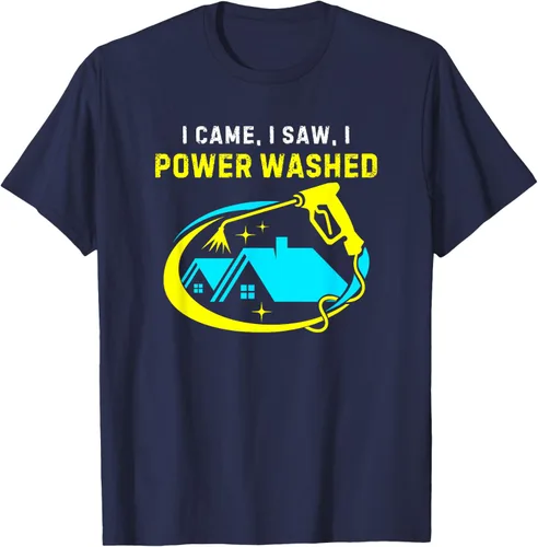 Vista 13 de Camiseta con texto en inglés "I Came, I Saw, I Power Washed Funny Power Washing", Negro