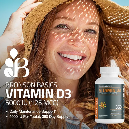 Vista 3 de Bronson Vitamina D3 5000iu (125mcg) Suministro de 1 año para una función muscular saludable y apoyo inmunológico, sin OMG, 360 tabletas