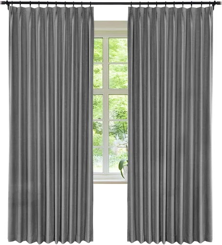 Vista 10 de Frelement Cortinas plisadas opacas completas para barra transversal y pista, cortinas texturizadas de lino para dormitorio, sala de estar, cortinas