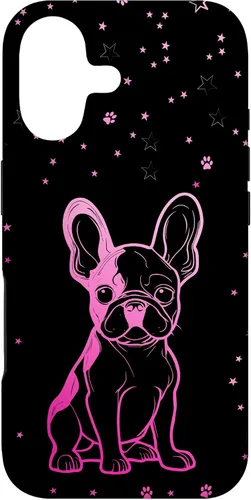 Vista 32 de Funda para iPhone 16 Bulldog francés con patrones abstractos para amantes de los perros