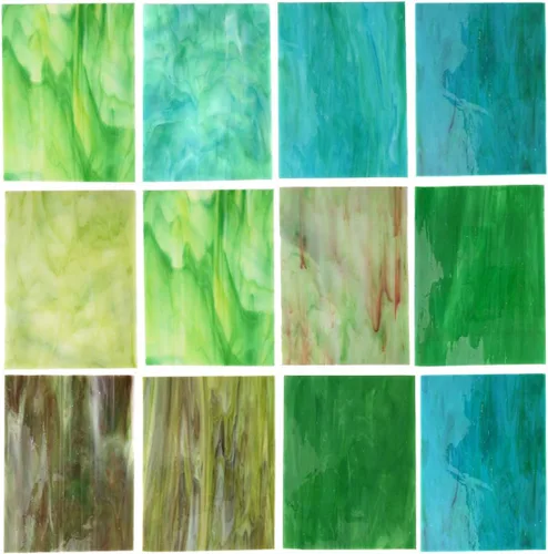 Vista 17 de Lanyani (10 hojas) Paquete de hojas de vidrio de colores azules variedad 4 x 6 pulgadas de vidrio de arte opalino Tiffany, texturas mixtas