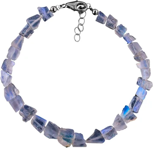 Vista 7 de Pulseras delicadas de piedras preciosas naturales crudas para mujer, cristales de piedra natal y piedras curativas, chapado en rodio de plata de ley