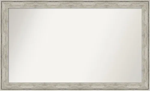 Vista 23 de Amanti Art Espejo de baño plateado para sobre el fregadero, 28 x 37 pulgadas, elegante espejo rectangular de peltre cepillado, marco de madera