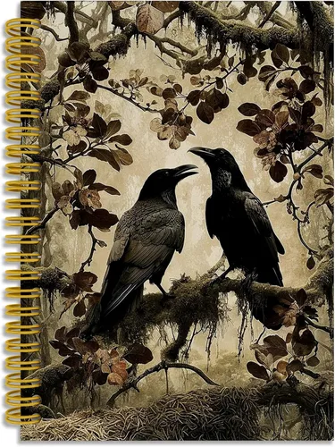 Vista 13 de Dark Witchy Moon Stars Notebook Journal, Celestial Astrology Witchy Gifts for Women Journal, Crescent Moon Face Starry Forest Spiral Notebook